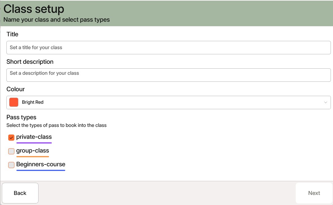 Class configuration assistant - Step 1